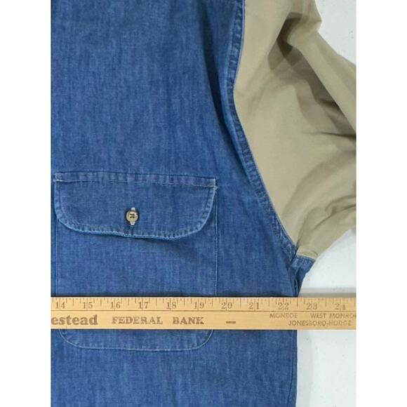 Tango Max Rabb Button Up Shirt Size Large Denim 100% Cotton Elbow Patch READ - Picture 6 of 12